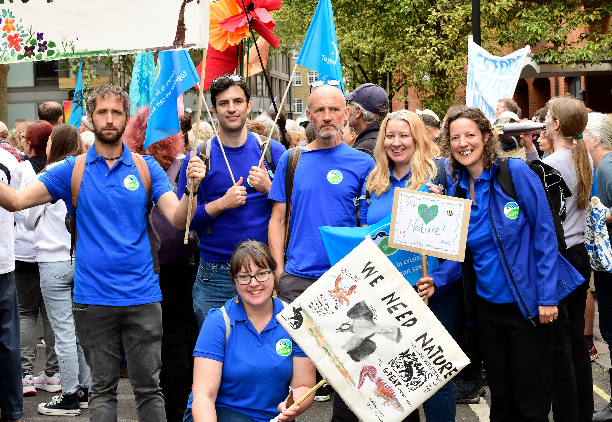 RSPB staff members at a protest.